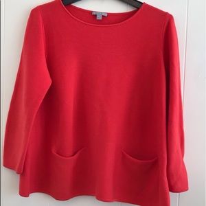 Orange COS Cotton Sweater With Pockets